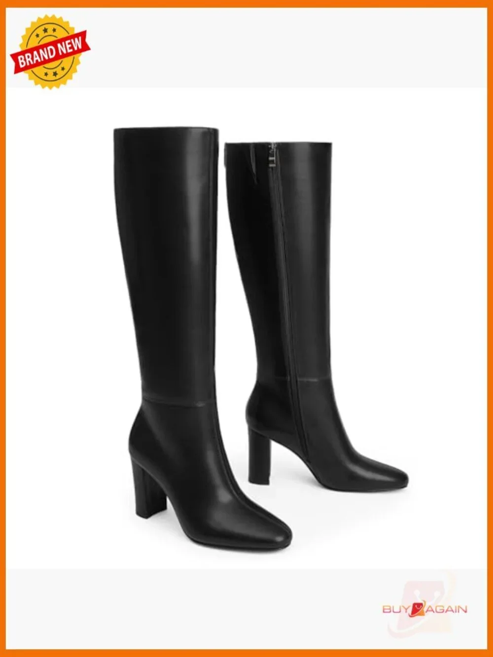 Knee High Boots Chunky Heel Rounded Toe Tall Boots for Women - Picture 6 of 7